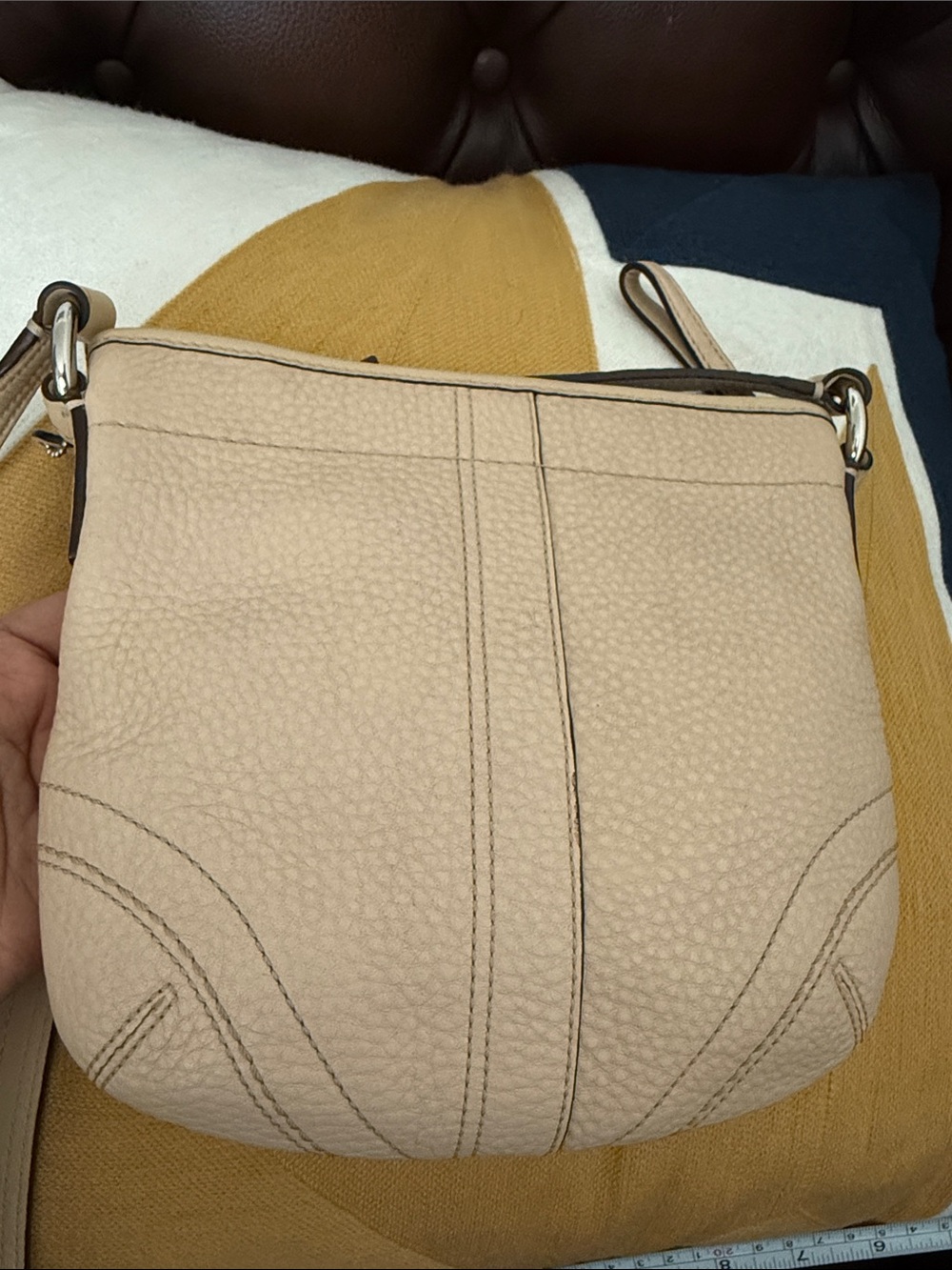Coach vintage Pebbled Leather Crossbody Bag in Beige/Tan - Picture 7 of 14